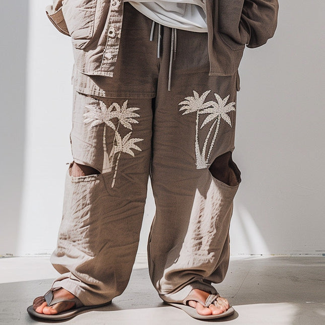 Men's Embroidered Distressed Casual Pants | Slim Fit Fashion | Premium Materials | Stylish Design | Versatile Everyday Wear