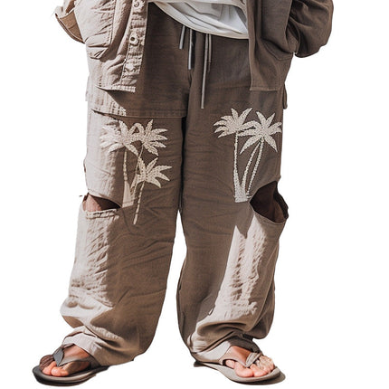 Men's Embroidered Distressed Casual Pants | Slim Fit Fashion | Premium Materials | Stylish Design | Versatile Everyday Wear