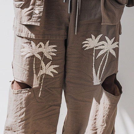 Men's Embroidered Distressed Casual Pants | Slim Fit Fashion | Premium Materials | Stylish Design | Versatile Everyday Wear