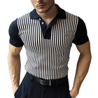 Men's Knitted Striped Polo Shirt | Short Sleeve Casual Top | Classic Collar | Breathable Knit Fabric | Relaxed Fit | Everyday Wear | Stylish Stripes | Fashionable Men's Polo | Comfort & Style