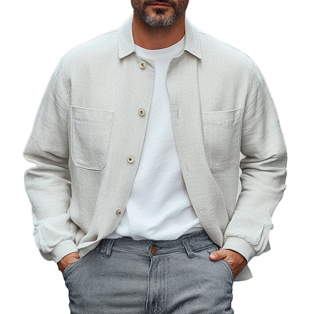 Men's Single Breasted Cotton Linen Jacket | Lapel Design | Tailored Fit | Breathable Outerwear | Versatile Color | Comfortable | Lightweight | Stylish | Casual to Formal | Perfect for All Occasions