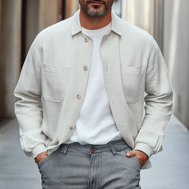 Men's Single Breasted Cotton Linen Jacket | Lapel Design | Tailored Fit | Breathable Outerwear | Versatile Color | Comfortable | Lightweight | Stylish | Casual to Formal | Perfect for All Occasions