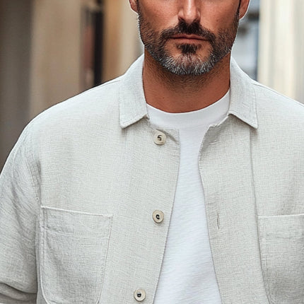 Men's Single Breasted Cotton Linen Jacket | Lapel Design | Tailored Fit | Breathable Outerwear | Versatile Color | Comfortable | Lightweight | Stylish | Casual to Formal | Perfect for All Occasions