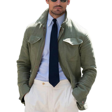 Men's Military Style Cotton Jacket | Army Green Workwear Coat | Full-Length Sleeves | Adjustable Cuffs | Durable Cotton Fabric | Multiple Pockets | Available in Sizes S-3XL | Casual Outerwear for Spring & Autumn