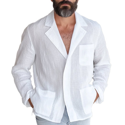 Men's Blazer | Cotton Linen Blend | Loose Fit | Lightweight | Breathable | Casual to Semi-Formal Wear | Versatile Style | Multiple Colors Available