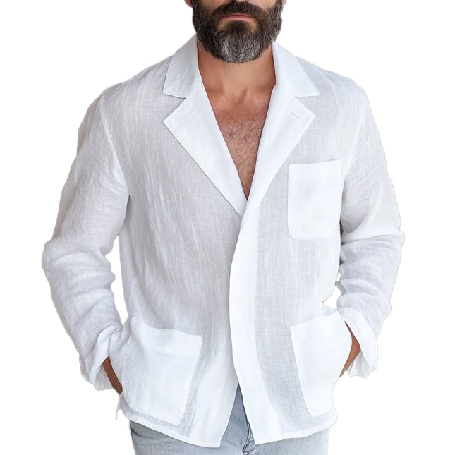 Men's Blazer | Cotton Linen Blend | Loose Fit | Lightweight | Breathable | Casual to Semi-Formal Wear | Versatile Style | Multiple Colors Available