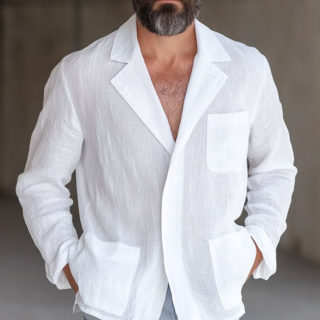 Men's Blazer | Cotton Linen Blend | Loose Fit | Lightweight | Breathable | Casual to Semi-Formal Wear | Versatile Style | Multiple Colors Available