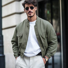 Men's Short Work Jacket | Army Green | Spring & Autumn | Cotton | Full-Length Sleeves | Adjustable Cuffs | Modern Workwear Style | Versatile & Comfortable | Sizes Small to 3XL | Durable & Breathable Fabric