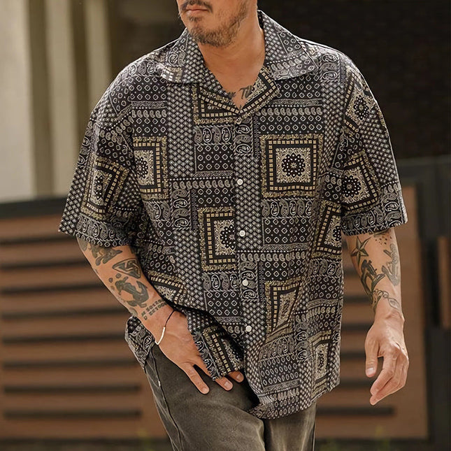 Men's Casual Summer Shirt | Loose Fit Short Sleeve | Printed Fashion | Relaxed Collar | Breathable Lightweight Fabric | Versatile Fun Patterns | Sizes S to 3XL | Ideal for Beach Barbecues & Park Strolls