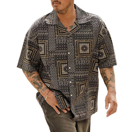 Men's Casual Summer Shirt | Loose Fit Short Sleeve | Printed Fashion | Relaxed Collar | Breathable Lightweight Fabric | Versatile Fun Patterns | Sizes S to 3XL | Ideal for Beach Barbecues & Park Strolls