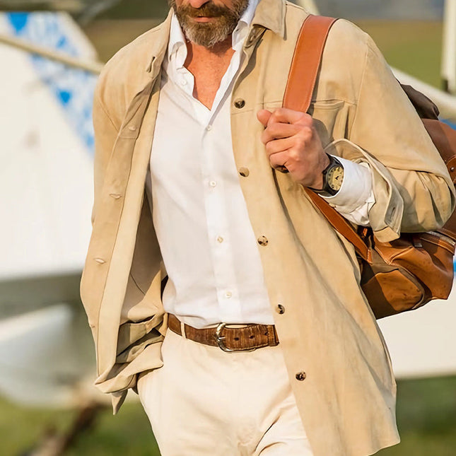 Men's Apricot Windbreaker Jacket | Lightweight Spring Autumn Outerwear | Casual Lapel Collar | Versatile Style | Sizes S-3XL | Breathable Durable Fabric
