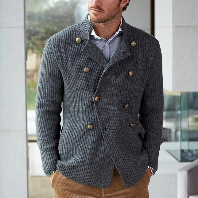 Men's Double-Breasted Knitted Cardigan | Dark Grey | Spring & Autumn Fashion | Casual & Smart-Casual Outerwear | Versatile Wardrobe Staple | Sizes S to 3XL | Comfortable & Lightweight | Elegant Men's Sweater