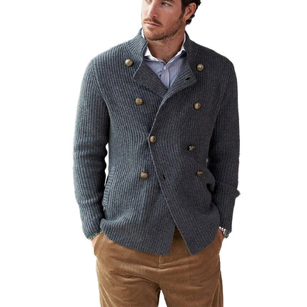 Men's Double-Breasted Knitted Cardigan | Dark Grey | Spring & Autumn Fashion | Casual & Smart-Casual Outerwear | Versatile Wardrobe Staple | Sizes S to 3XL | Comfortable & Lightweight | Elegant Men's Sweater