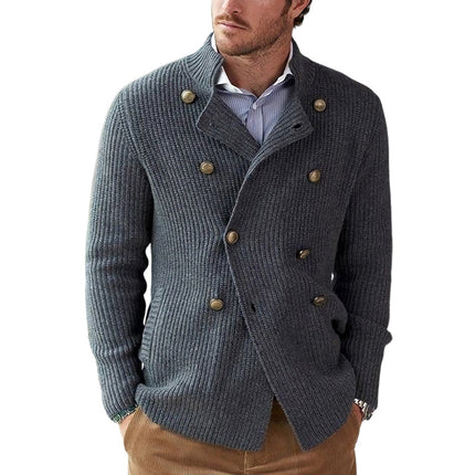 Men's Double-Breasted Knitted Cardigan | Dark Grey | Spring & Autumn Fashion | Casual & Smart-Casual Outerwear | Versatile Wardrobe Staple | Sizes S to 3XL | Comfortable & Lightweight | Elegant Men's Sweater