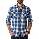 Men's Cotton Plaid Shirt | Casual Slim Fit | Lapel Collar | Chest Pocket | Long Sleeve | Versatile Style for Casual or Office Wear | Comfortable Fabric | Easy Care | Multiple Sizes Available