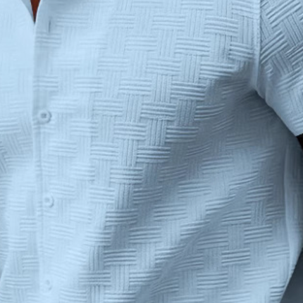 Men's Slim Fit Retro Shirt | Contrast Jacquard Patterns | Elegant Lapel Collar | Short Sleeves | Versatile Styling | High-Quality Fabric | Casual & Formal Wear | Modern Vintage Style | Size Options Available