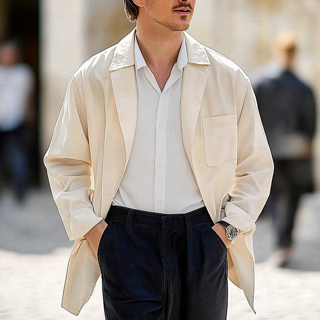 Men's Apricot Cotton Windbreaker | Spring & Autumn Lightweight Jacket | Breathable Outerwear | Full-Length Sleeves & Adjustable Cuffs | Durable & Stylish | Versatile Wardrobe Staple | Sizes S-3XL
