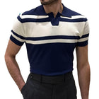 Men's Short Sleeve Knitted Polo Shirt | Striped Lapel Collar | Breathable Casual Top | Comfortable Casual & Semi-Formal Wear | Classic Design