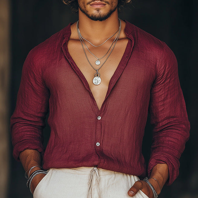 Men's Dress Shirt | Solid Color | Long Sleeve | Casual & Formal | Classic Design | Tailored Fit | Comfortable & Stylish | Versatile Wardrobe Essential | High-Quality Fabric