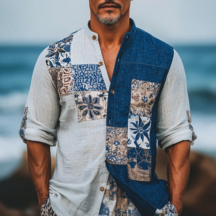 Men's Bohemian Long Sleeve Shirt | Vibrant Artistic Prints | Lightweight Breathable Fabric | Button Down | Intricate Patterns | Versatile Casual Style | Perfect for Jeans & Chinos | Unique Fashion Piece