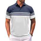 Men's Short Sleeve Polo Shirt | Casual Striped Design | Classic Fit | Breathable Soft Fabric | Timeless Style | Polo Collar with Two-Button Placket | Durable High-Quality Stitching | Versatile Wardrobe Essential