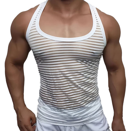 Men's Slim Fit Striped Tank Top | High-Quality Cotton Blend | Breathable Comfort | Horizontal Stripes | Versatile Colors | Reinforced Stitching | Stylish & Comfortable