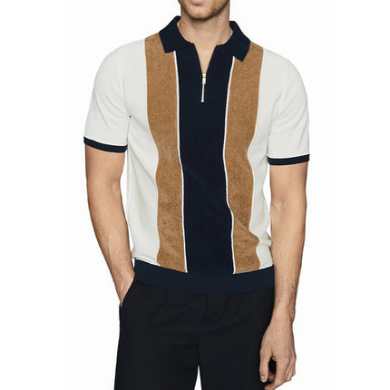 Men's Colorblock Print Polo Collar Short Sleeve T-Shirt | Casual Fashion Top | Breathable Cotton Blend | Versatile Fit | Sizes S-3XL | Stylish Colorblock Design | Comfortable Everyday Wear