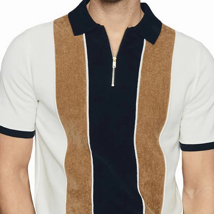 Men's Colorblock Print Polo Collar Short Sleeve T-Shirt | Casual Fashion Top | Breathable Cotton Blend | Versatile Fit | Sizes S-3XL | Stylish Colorblock Design | Comfortable Everyday Wear