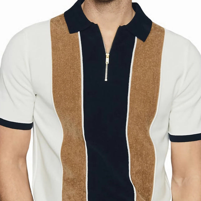 Men's Colorblock Print Polo Collar Short Sleeve T-Shirt | Casual Fashion Top | Breathable Cotton Blend | Versatile Fit | Sizes S-3XL | Stylish Colorblock Design | Comfortable Everyday Wear