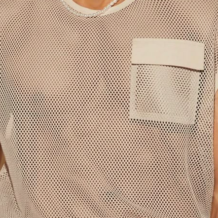 Men's Tank Top | Casual Mesh Spliced Design | Chest Pocket | Loose Round Neck | Breathable Fabric | Summer Essential | Versatile Fitness Wear | Easy Care | Multiple Sizes Available | Stylish & Comfortable