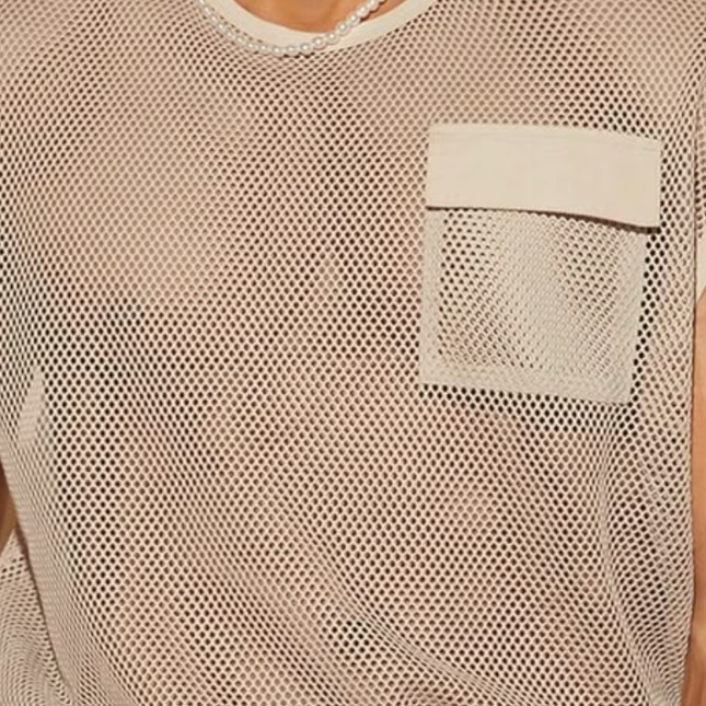 Men's Tank Top | Casual Mesh Spliced Design | Chest Pocket | Loose Round Neck | Breathable Fabric | Summer Essential | Versatile Fitness Wear | Easy Care | Multiple Sizes Available | Stylish & Comfortable