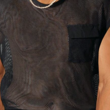 Men's Tank Top | Casual Mesh Spliced Design | Chest Pocket | Loose Round Neck | Breathable Fabric | Summer Essential | Versatile Fitness Wear | Easy Care | Multiple Sizes Available | Stylish & Comfortable