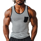 Men's Tank Top | Casual Striped U-Neck | Patch Pocket | Slim Fit | Soft Breathable Fabric | Trendy Summer Style | Versatile Layering | Comfortable Workout & Casual Wear