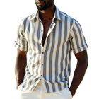 Men's Striped Short Sleeve Shirt | Cotton Blend | Lapel Collar | Loose Fit | Casual Wear for Summer | Breathable Fabric | Stylish Design | Easy Care | Versatile Outfit | Ideal for EverydayComfort | Men's Fashion