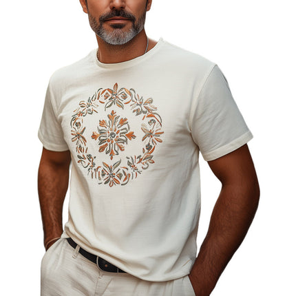 Men's Embroidered Cotton T-Shirt | Casual Short Sleeve Tee | Crew Neck | Premium 100% Cotton | Comfortable Relaxed Fit | Breathable Fabric | Easy Care | Versatile Style For Everyday | Sizes S-3XL
