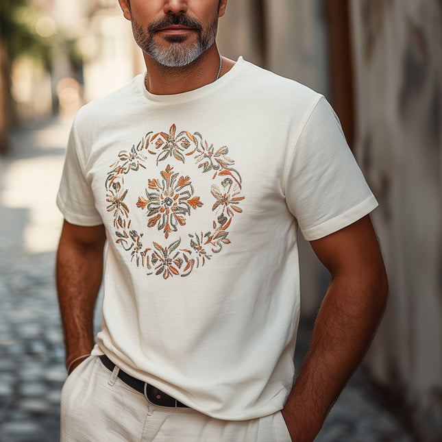 Men's Embroidered Cotton T-Shirt | Casual Short Sleeve Tee | Crew Neck | Premium 100% Cotton | Comfortable Relaxed Fit | Breathable Fabric | Easy Care | Versatile Style For Everyday | Sizes S-3XL