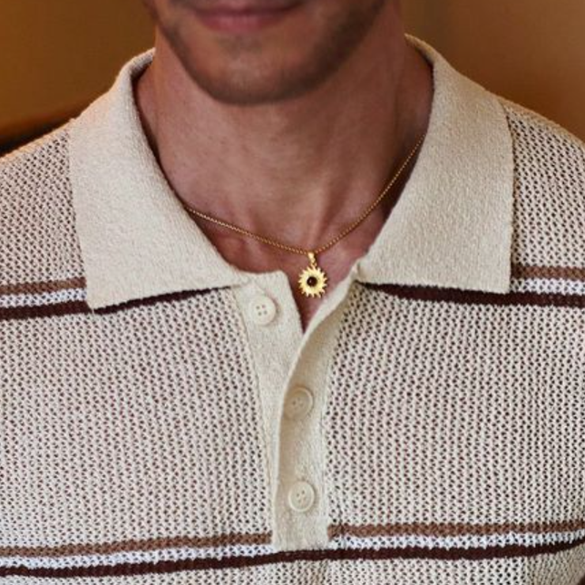 Men's Striped Jacquard Loose Knit Short Sleeve Sweater | Lapel Collar | Casual Wear | Soft Lightweight Fabric | Versatile Style | Multiple Sizes | Comfortable Fit