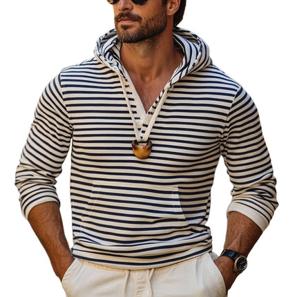Men's Striped Hoodie | Classic Spring & Autumn Sweatshirt | Casual Wear | Soft Cotton Polyester Blend | Adjustable Hood | Kangaroo Pocket | Relaxed Fit | Sizes S-3XL | Easy Care | Timeless Layering Piece