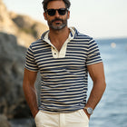 Men's Striped Short Sleeve Summer Hoodie | Casual Lightweight Cotton-Polyester Blend | Breathable Relaxed Fit | Hooded Top with Classic Stripes | Perfect for Beach Days & Casual Outings | Sizes S-3XL