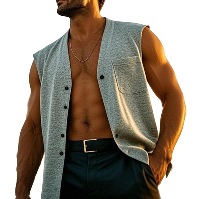 Men's V-Neck Vest | Cotton Blend | Single-Breasted | Classic Style | Comfortable Fit | Versatile Outerwear | Breathable Fabric | Multiple Colors | Formal & Casual Wear