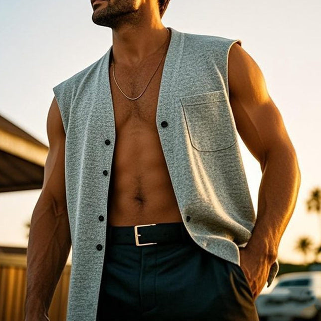 Men's V-Neck Vest | Cotton Blend | Single-Breasted | Classic Style | Comfortable Fit | Versatile Outerwear | Breathable Fabric | Multiple Colors | Formal & Casual Wear