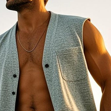 Men's V-Neck Vest | Cotton Blend | Single-Breasted | Classic Style | Comfortable Fit | Versatile Outerwear | Breathable Fabric | Multiple Colors | Formal & Casual Wear