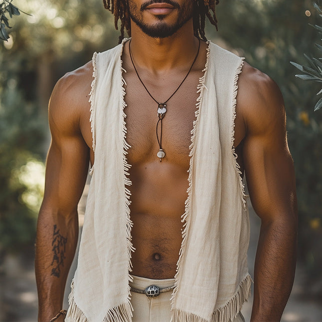 Men's Fringe Open Front Vest | Casual Layering Piece | Unique Fringe Design | Comfortable High-Quality Material | Perfect for Casual or Semi-Formal Outfits | Versatile Style for Modern Men's Wardrobe