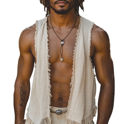 Men's Fringe Open Front Vest | Casual Layering Piece | Unique Fringe Design | Comfortable High-Quality Material | Perfect for Casual or Semi-Formal Outfits | Versatile Style for Modern Men's Wardrobe