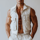 Men's Cargo Vest | Solid Color | Multi-Pocket Utility | Durable Outdoor Wear | Casual Stylish Outerwear | Adjustable Fit | Versatile Fashion Essential | Perfect for Hiking and Everyday Use