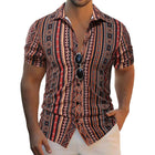 Men's Casual Short Sleeve Shirt | Retro Stripe Print | Breathable Lightweight Cotton Blend | Stylish Vintage Patterns | Comfortable Summer Wear | Multiple Sizes | Modern Classic Fashion