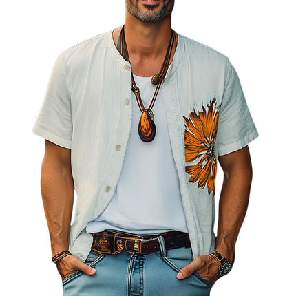Men's Cotton Embroidered Short Sleeve Shirt | Summer Casual Button-Up | Breathable Cotton Fabric | Relaxed Fit | Intricate Embroidery | Versatile Style | Sizes Small to 3XL | Beach Parties & Casual Outings