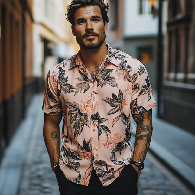 Men's Summer Hawaiian Shirt | Retro Print | Short Sleeve | Casual Button-Down | Lapel Collar | Breathable Cotton Blend | Vibrant Colors | Beachwear | Sizes S-3XL | Stylish Tropical Shirt for Men