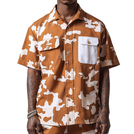 Men's Casual Shirt | Short Sleeve | Contrast Print | Stylish & Comfortable | Versatile Design | Breathable Fabric | Perfect for Casual Outfits | Ideal for Summer | Easy-to-Pair | Fashionable Men's Top