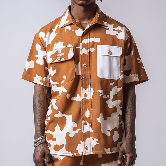 Men's Casual Shirt | Short Sleeve | Contrast Print | Stylish & Comfortable | Versatile Design | Breathable Fabric | Perfect for Casual Outfits | Ideal for Summer | Easy-to-Pair | Fashionable Men's Top